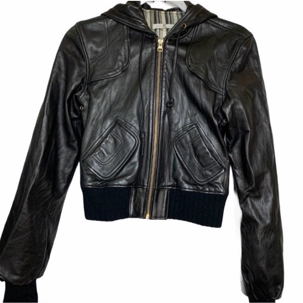 Mike & Chris Leather Hoodie Bomber Jacket